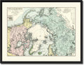 North Pole Stieler Vintage Antique Map 36043 Canvas Print Picture Frame Home Decor Wall Art Livingroom Housewarming Gift Ideas 28'x37'