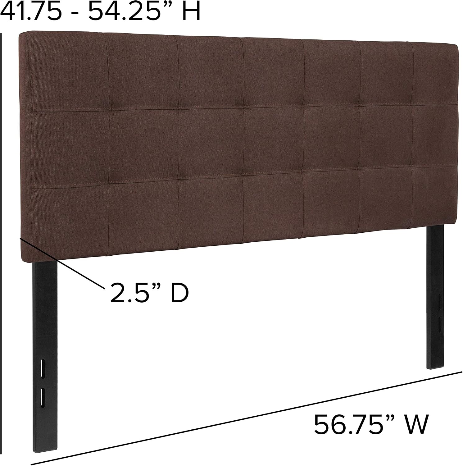 Flash Furniture Bedford Tufted Upholstered Full Size Headboard in Dark Brown Fabric
