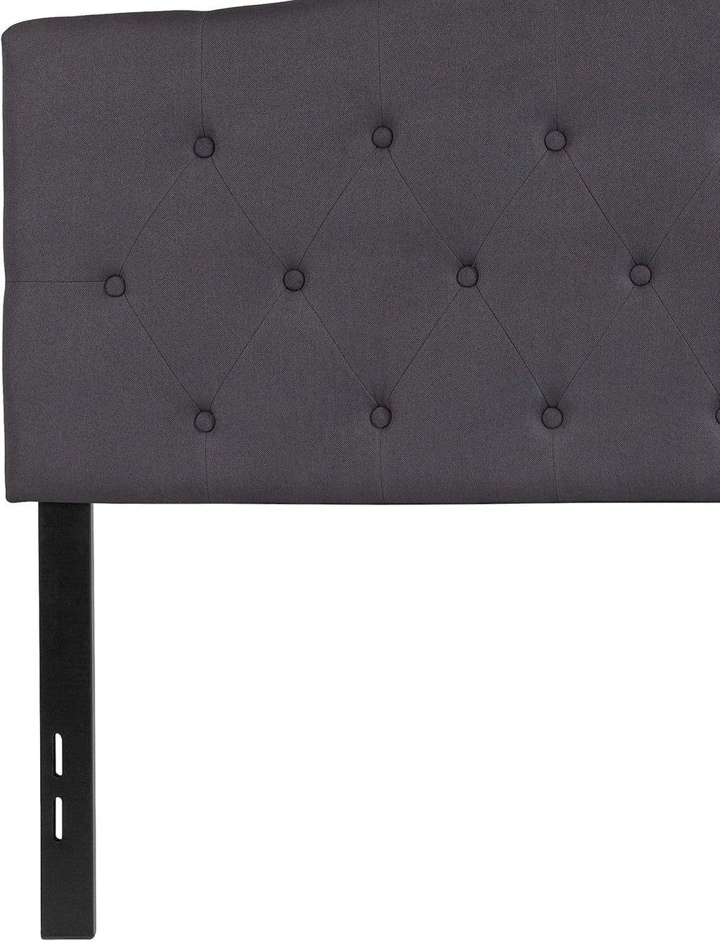 EMMA + OLIVER Tufted Upholstered Full Size Headboard in Dark Gray Fabric