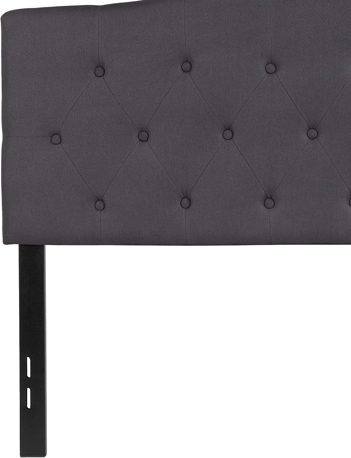 EMMA + OLIVER Tufted Upholstered Full Size Headboard in Dark Gray Fabric