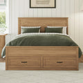 VilroCaz Modern Queen Size Platform Bed with 6 Drawers, Wood Storage Bed Frame with 48.8' High Headboard and Slats Support, No Box Spring Needed (Brown-5.19)