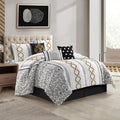Grand Avenue Black Gold Comforter Set California King Size, 7 Piece Terry Embroidery All Season Bedding Set, Bedskirt, Pillows & Shams