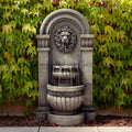 Royal Lion Face 50' High Large Italian Indoor Outdoor Decor Faux Stone Floor Fountain with Light LED Waterfall 2-Tier Statue Water Feature for Outside Garden Patio Yard Backyard - John Timberland