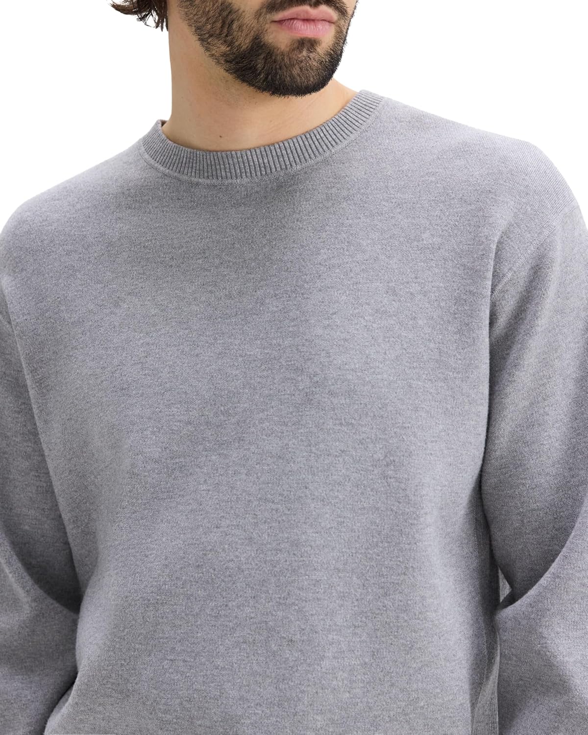 Theory Mens Relax Crewneck Long Sleeve in Light Bilen Melange Grey Small