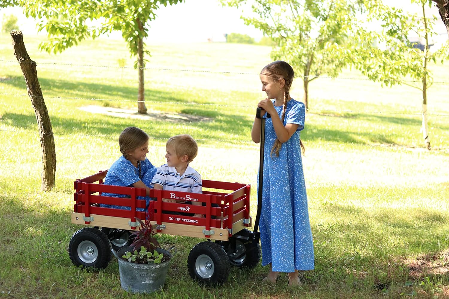 Berlin Flyer Sport Wagon - Model F410 - Perfect Wagon for Around the Neighborhood, Campground, or Beach - Amish Made in Ohio, USA - 10' No-Flat Tires (Red)