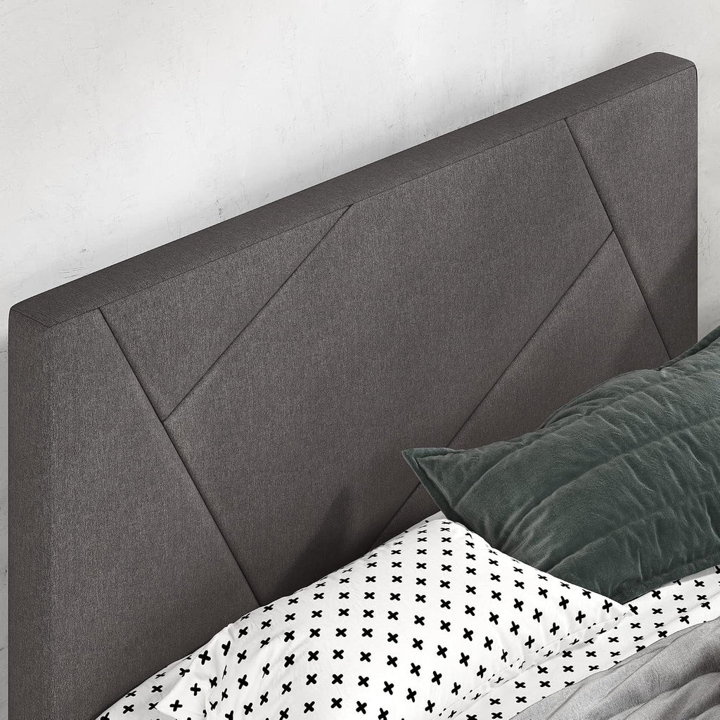Zinus Judy Upholstered Platform Bed Frame, Mattress Foundation, Wood Slat Support, No Box Spring Needed, Easy Assembly, Full Grey