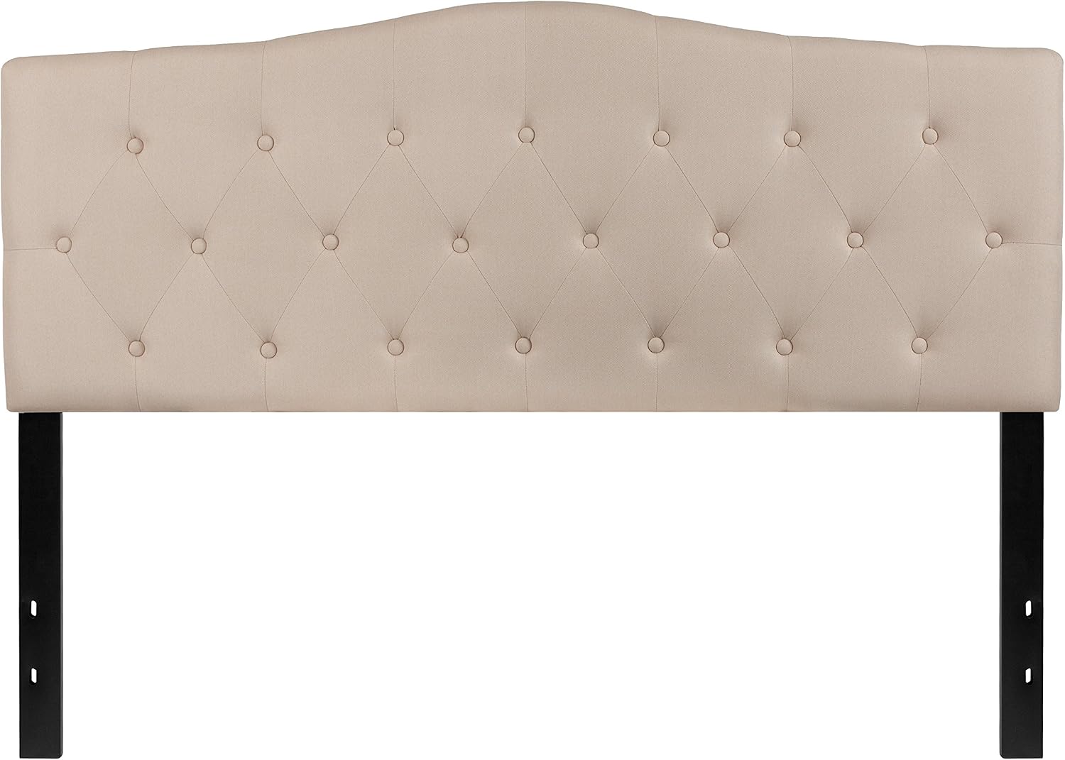 EMMA + OLIVER Tufted Upholstered Queen Size Headboard in Beige Fabric