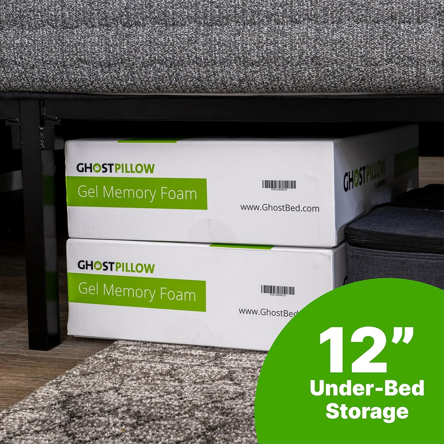 GhostBed Classic 11 Inch Memory Foam Mattress with Metal Platform Bed Frame Foundation with Slat Support Bundle - Medium Firm Feel - CertiPUR-US Certified - Twin
