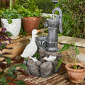 Glitzhome 24' Farmhouse Duck Outdoor Fountain with LED & Pump – 2-Tier Cascading Water Fountain for Outside Garden Decor - Rustic Waterfall for Backyard, Garden, or Patio Decor