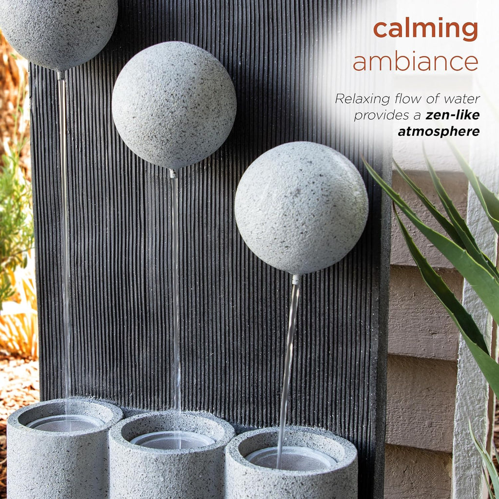 Alpine Corporation 37' Tall Outdoor Floor Calming Infinity Fountain with LED Lights, 3-Tier Modern Water Fountain, Gray