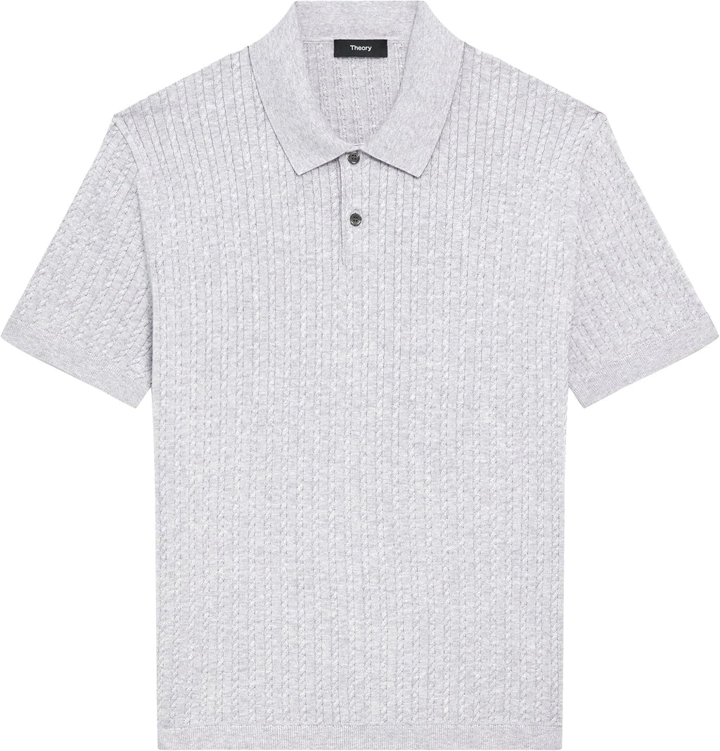 Theory Men's Short Sleeve Cable Polo in Eco Breach