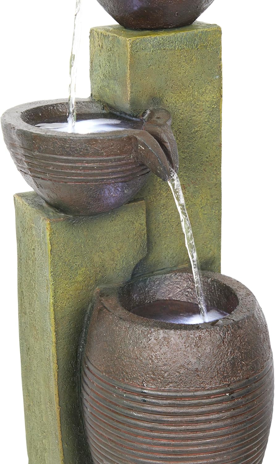 Alpine Corporation 32' Tall 3 Tier Basins Water Fountain with LED Lights, Waterfall Decor, Elegant Cascading Water Feature for Garden, Patio, Yard & Outdoor Spaces, Multi-Color