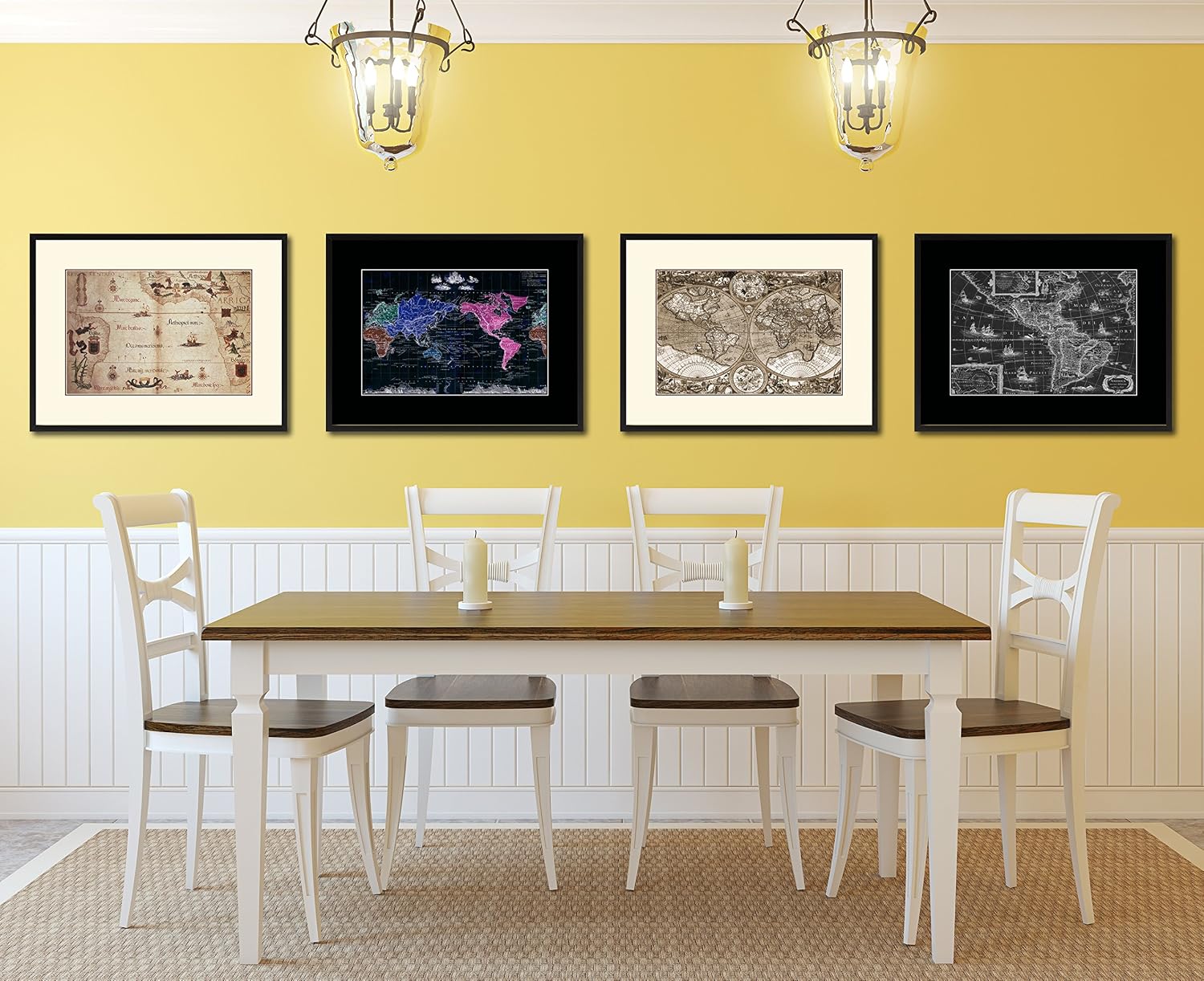 Portolan Chart Vintage Antique Map 36096 Canvas Print Picture Frame Home Decor Wall Art Livingroom Housewarming Gift Ideas 28'x37'