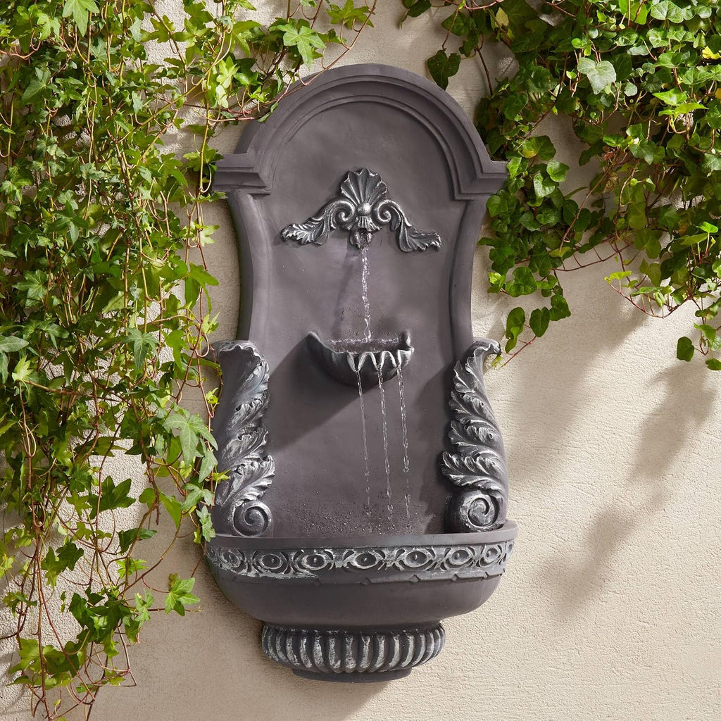 San Pablo Ornate 33' High Large Italian Indoor Outdoor Decor Gray Resin Wall Fountain Tiered Waterfall Basin Water Feature for Outside Garden Patio Yard Backyard Porch Deck - John Timberland