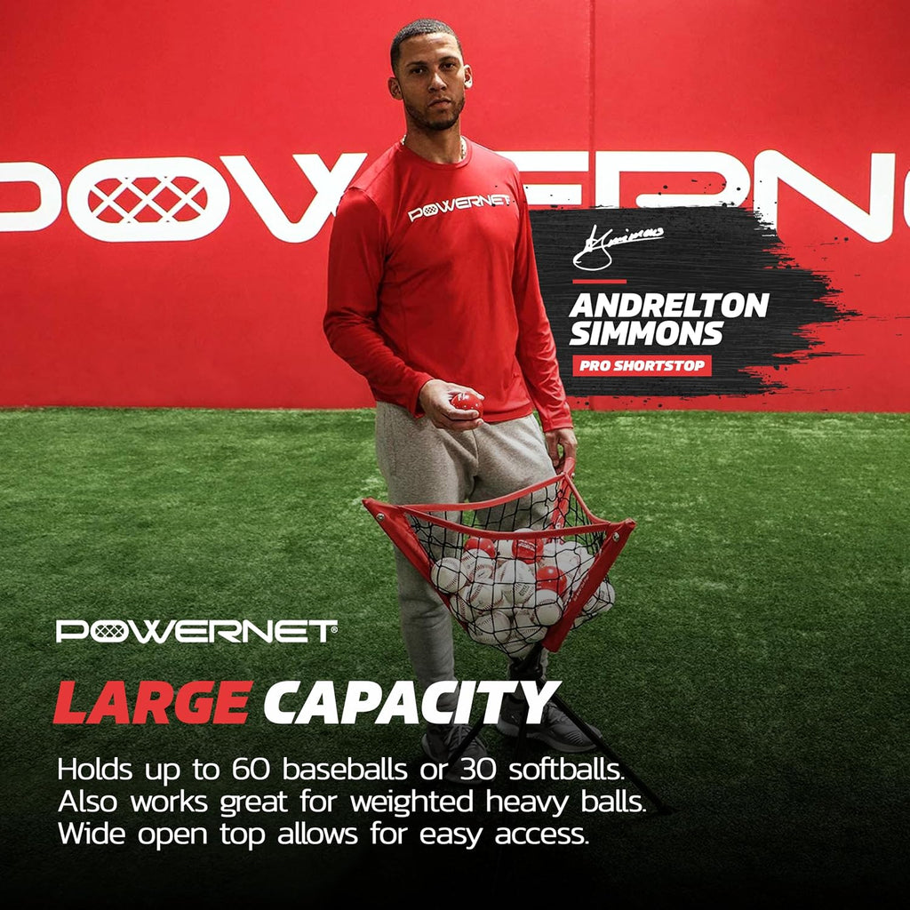 PowerNet Baseball Softball Practice Net 7x7 with Baseball Accessories for Practice Pitching, Batting & Fielding, Ball Caddy, Weighted Baseballs, Tee
