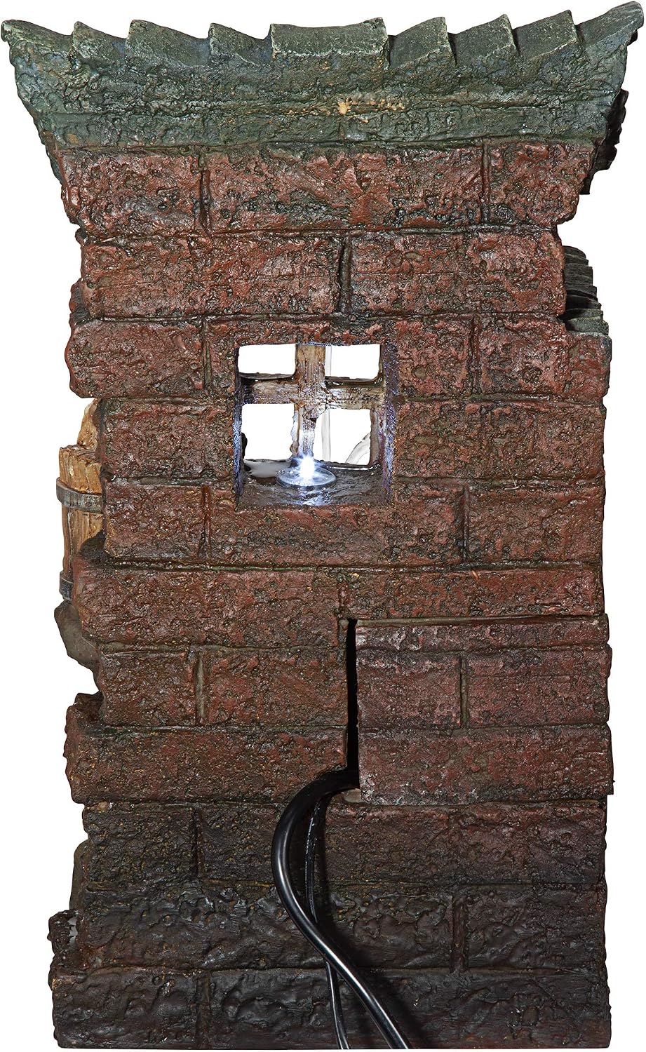 Design Toscano Cottage in The Forest Cascading Waterfall Illuminated Tabletop Fountain