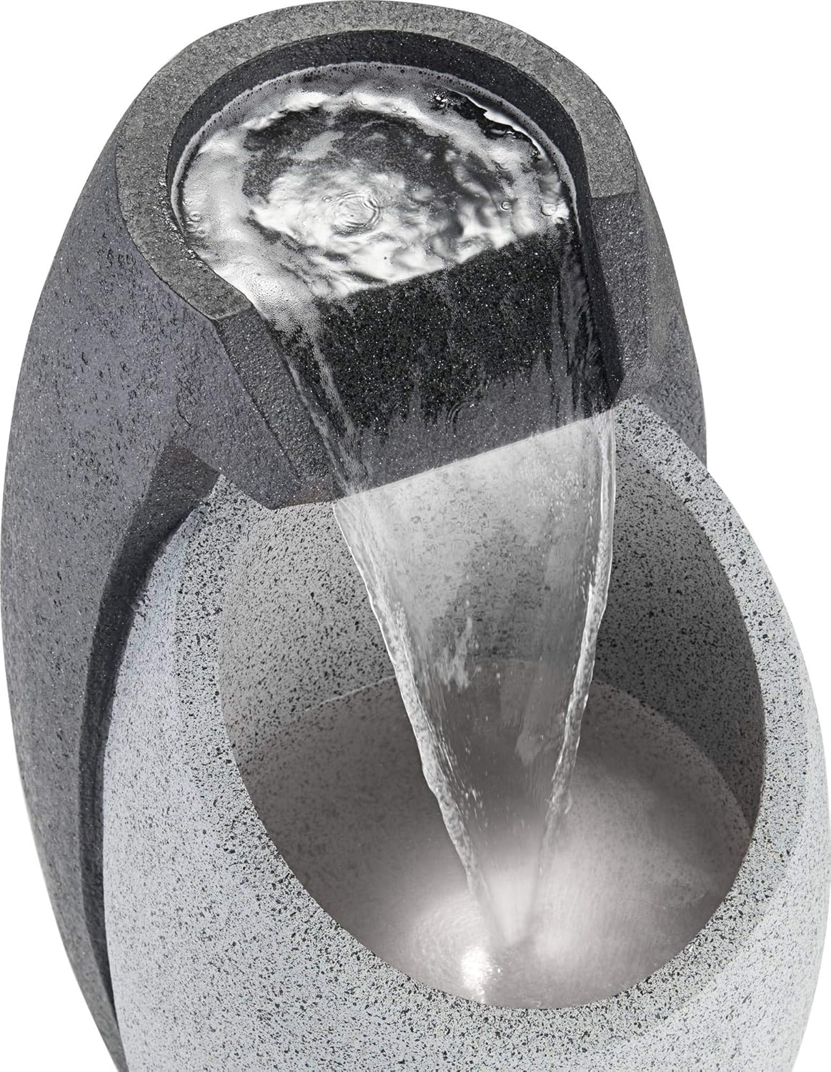 Waterfall 25' High Large Modern Indoor Outdoor Decor Faux Stone Floor Fountain with Light LED Pot Standing Water Feature for Outside Garden Patio Yard Backyard Porch Deck Relaxation - John Timberland