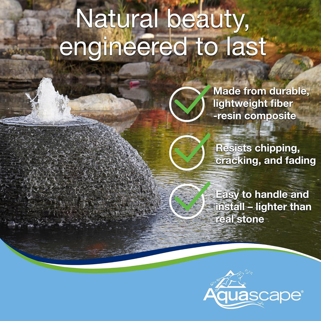 Aquascape Stacked Slate Sphere Fountain, 24 Inch Diameter 61 cm, Lightweight Fiber-Resin Composite Decorative Water Feature, Includes Tubing for Easy Setup, 78287