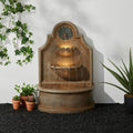 Glitzhome 37.25' H Outdoor Garden Water Fountain with LED Lights and Pump, Oversized Antique European Style 3-Tier Polyresin Cascading Floor-Standing Fountain for Porch Deck Patio Backyard Decoration
