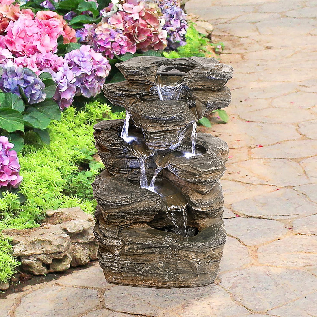 Design Toscano Devil's Thumb Falls Illuminated Garden Fountain, Full Color , 10 x 13 x 17.5 inches