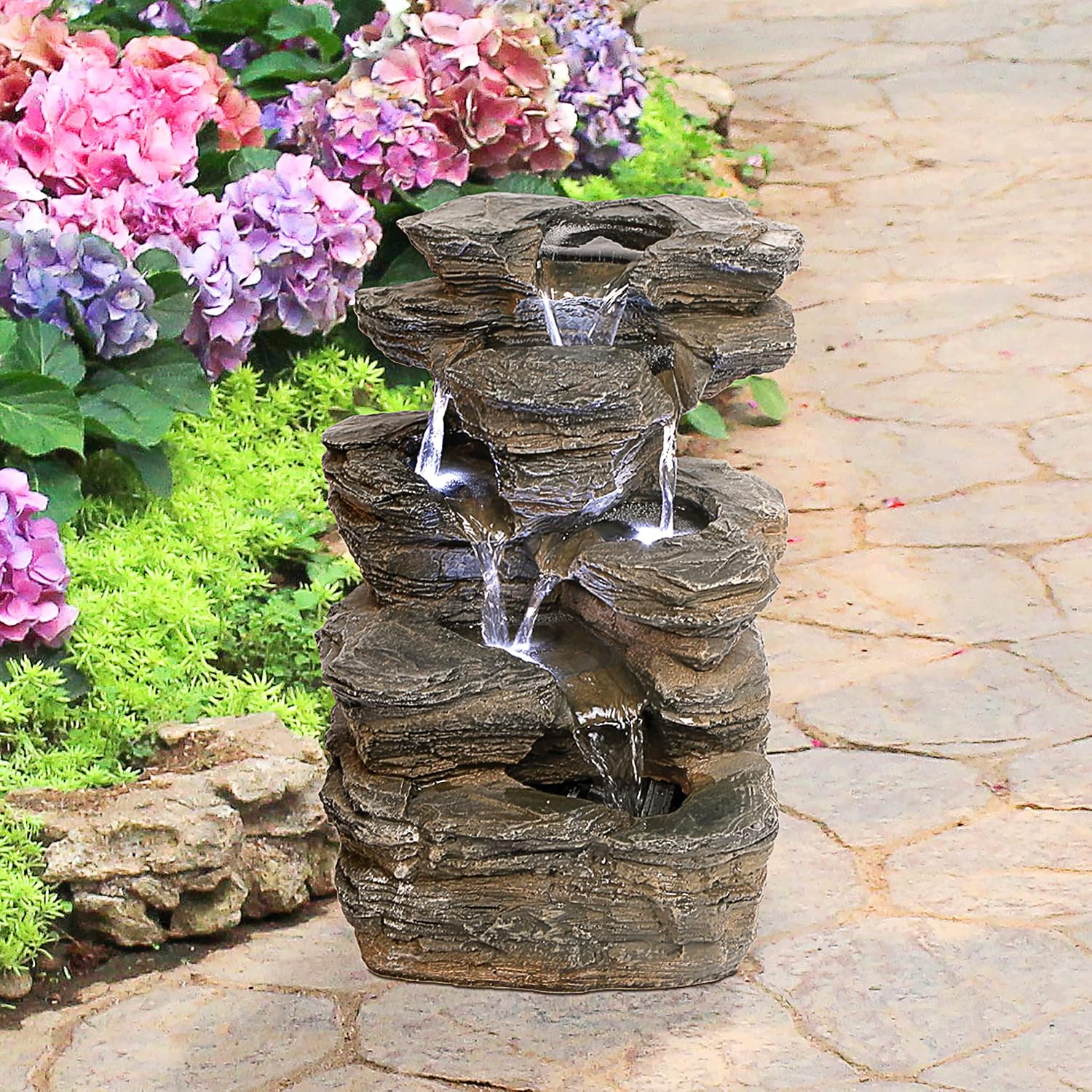 Design Toscano Devil's Thumb Falls Illuminated Garden Fountain, Full Color , 10 x 13 x 17.5 inches