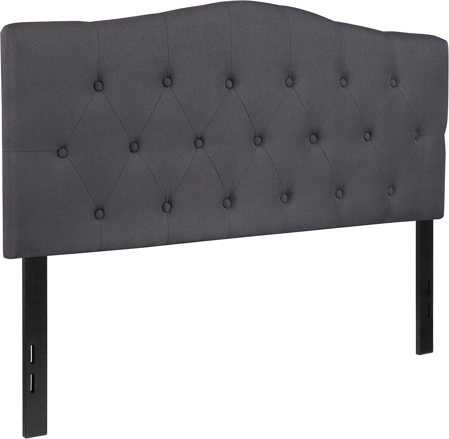 EMMA + OLIVER Tufted Upholstered Full Size Headboard in Dark Gray Fabric