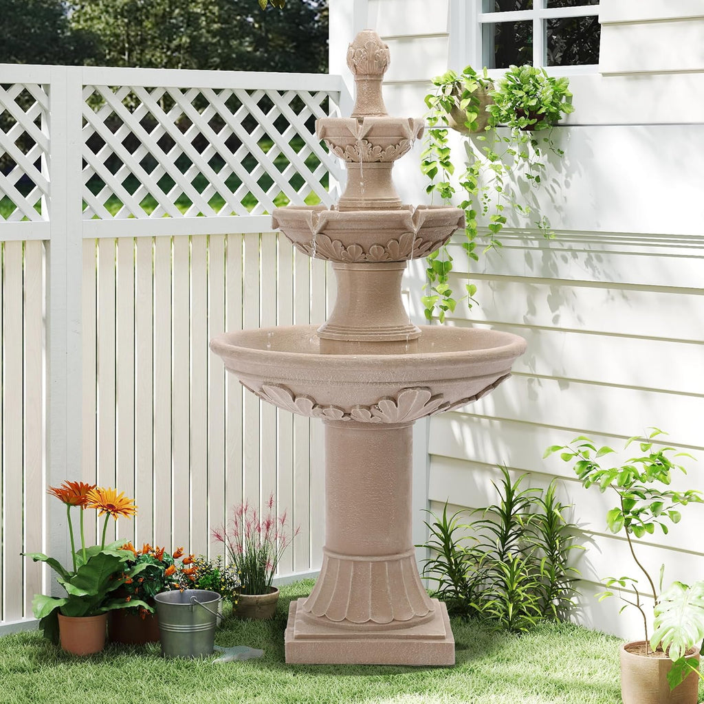 Italian Outdoor Water Fountains Garden Decor - 48.4''H Fountains and Waterfalls Outside, Large Cascading Indoor Floor-Standing Resin Bubbler Fountain Features W/Pump for Patio, Yard and Home