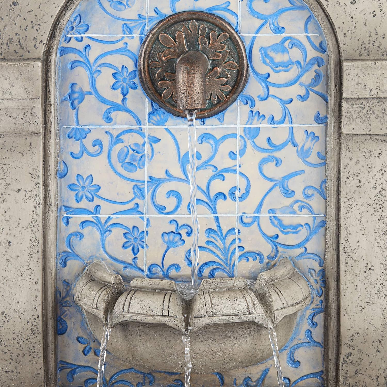 Manhasset 30 1/4' High Large Italian Outdoor Decor Blue Faux Stone Floor Fountain Standing Waterfall Tiered Cascading Water Feature for Outside Garden Patio Yard Backyard Porch Deck - John Timberland