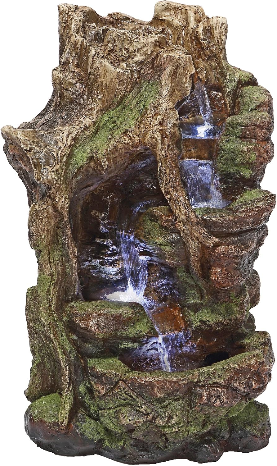 Design Toscano QN164017 Water Fountain with LED Light - Willow Bend Garden Decor Fountain - Outdoor Water Feature, Multicolored, 10½'W x 10'D x 18'H