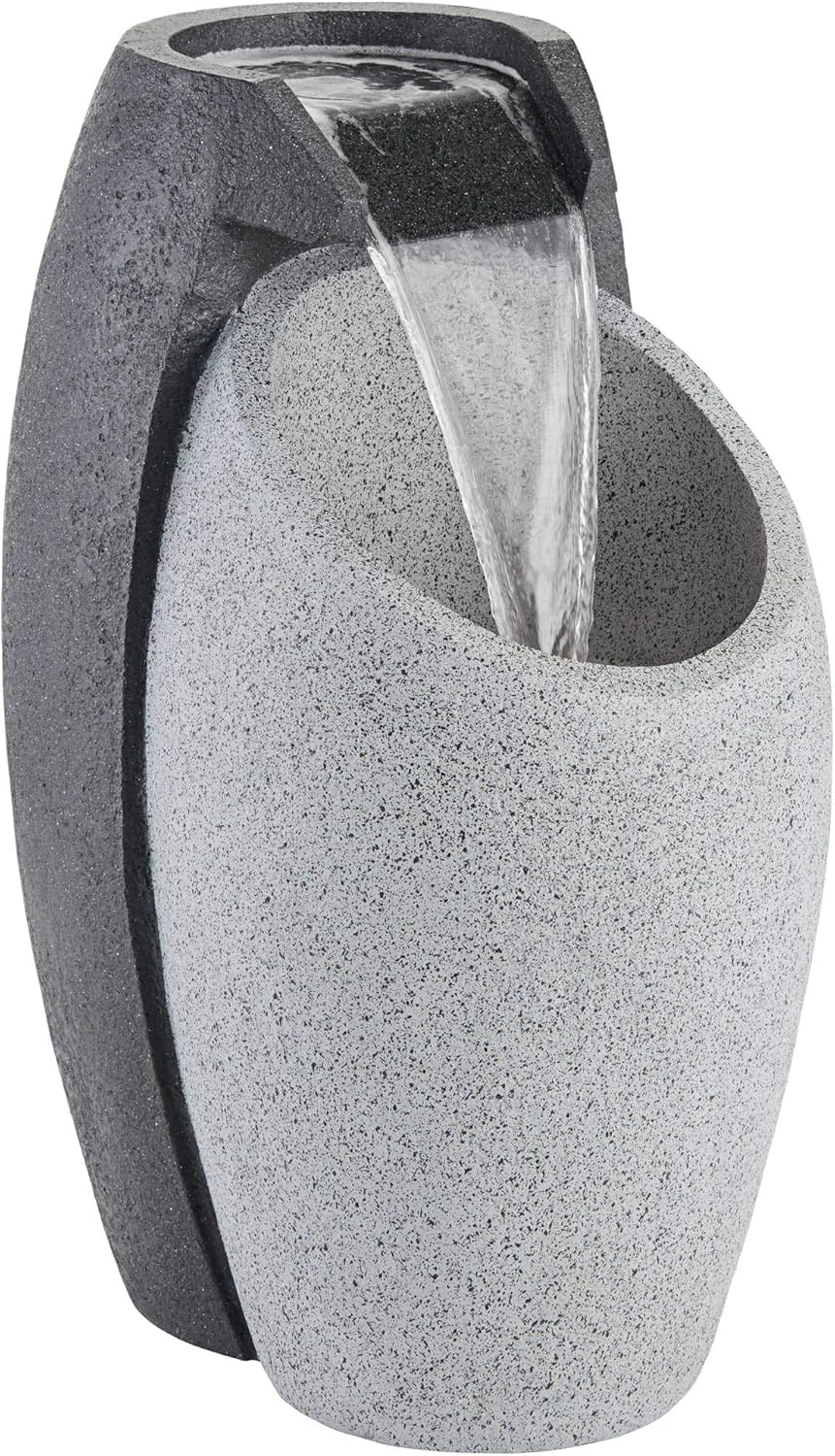 Waterfall 25' High Large Modern Indoor Outdoor Decor Faux Stone Floor Fountain with Light LED Pot Standing Water Feature for Outside Garden Patio Yard Backyard Porch Deck Relaxation - John Timberland