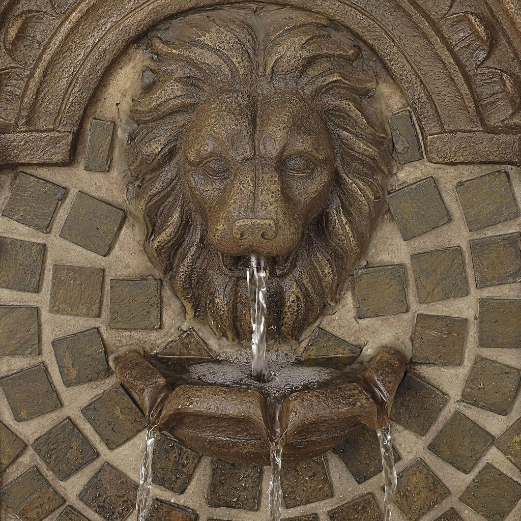 Royal Lions Head 51' High Large Italian Outdoor Decor Faux Stone Floor Fountain with Light Statue Waterfall Standing Tiered Water Feature for Outside Garden Patio Yard Backyard Porch - John Timberland