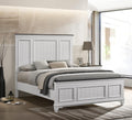 Clelane Shiplap Wood Panel Bed, Weathered White and Dark Gray