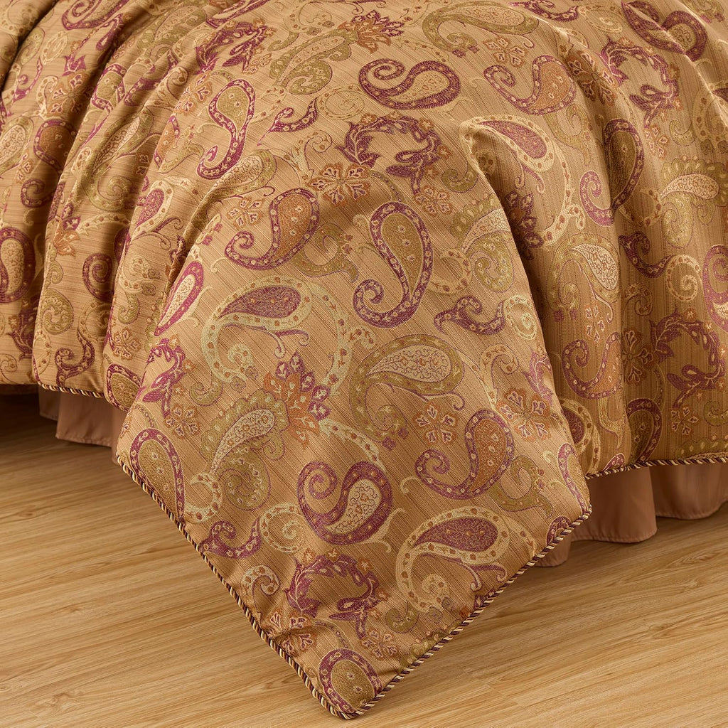 Chezmoi Collection Adelle 7-Piece Paisley Jacquard Embroidered Comforter Bedding Set, Oversized King Size