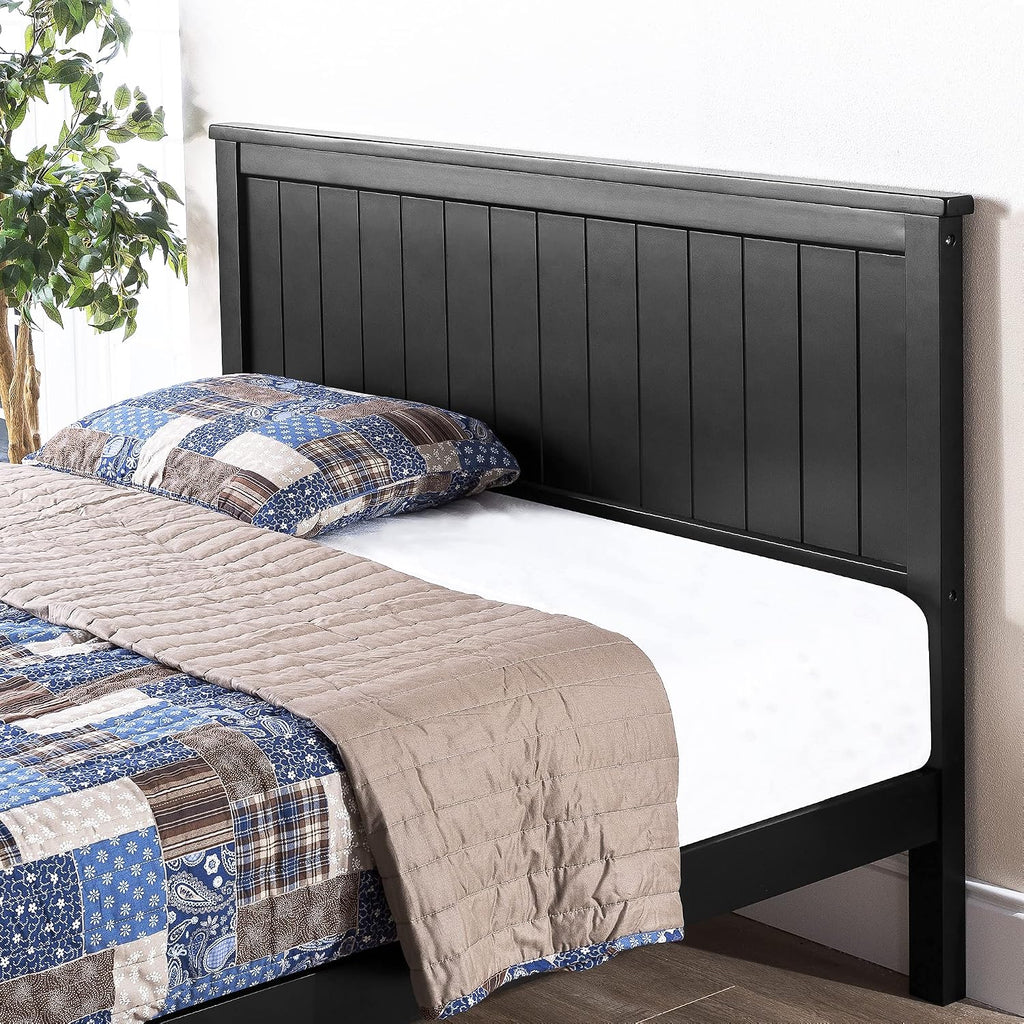 Zinus Santiago Wood Platform Bed Frame, Wood Slat Support, No Box Spring Needed, Easy Assembly, King, Black