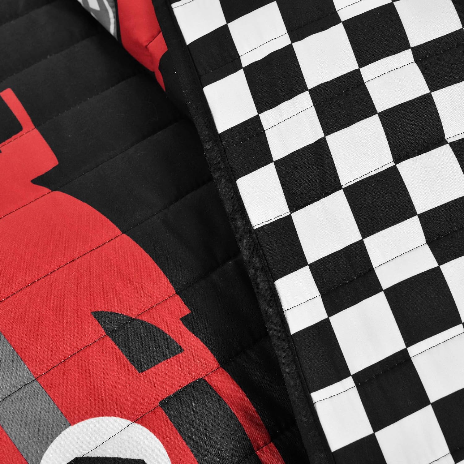 Lush Decor Racing Cars Reversible Quilt Queen Size 5 Piece Set Full/Queen Black & Multi - Kids Bedding Set Queen Quilt - Car Decor