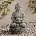 Sitting Buddha 22' High Small Zen Asian Indoor Outdoor Decor Faux Stone Tabletop Fountain with Light LED Water Feature for Outside Garden Patio Yard Desk Backyard Porch Deck - John Timberland