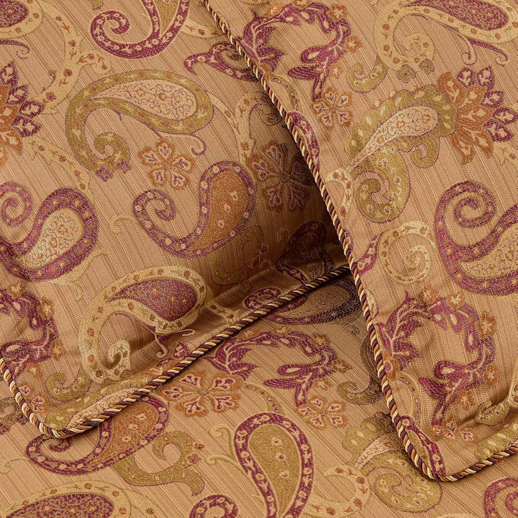 Chezmoi Collection Adelle 7-Piece Paisley Jacquard Embroidered Comforter Bedding Set, Oversized King Size