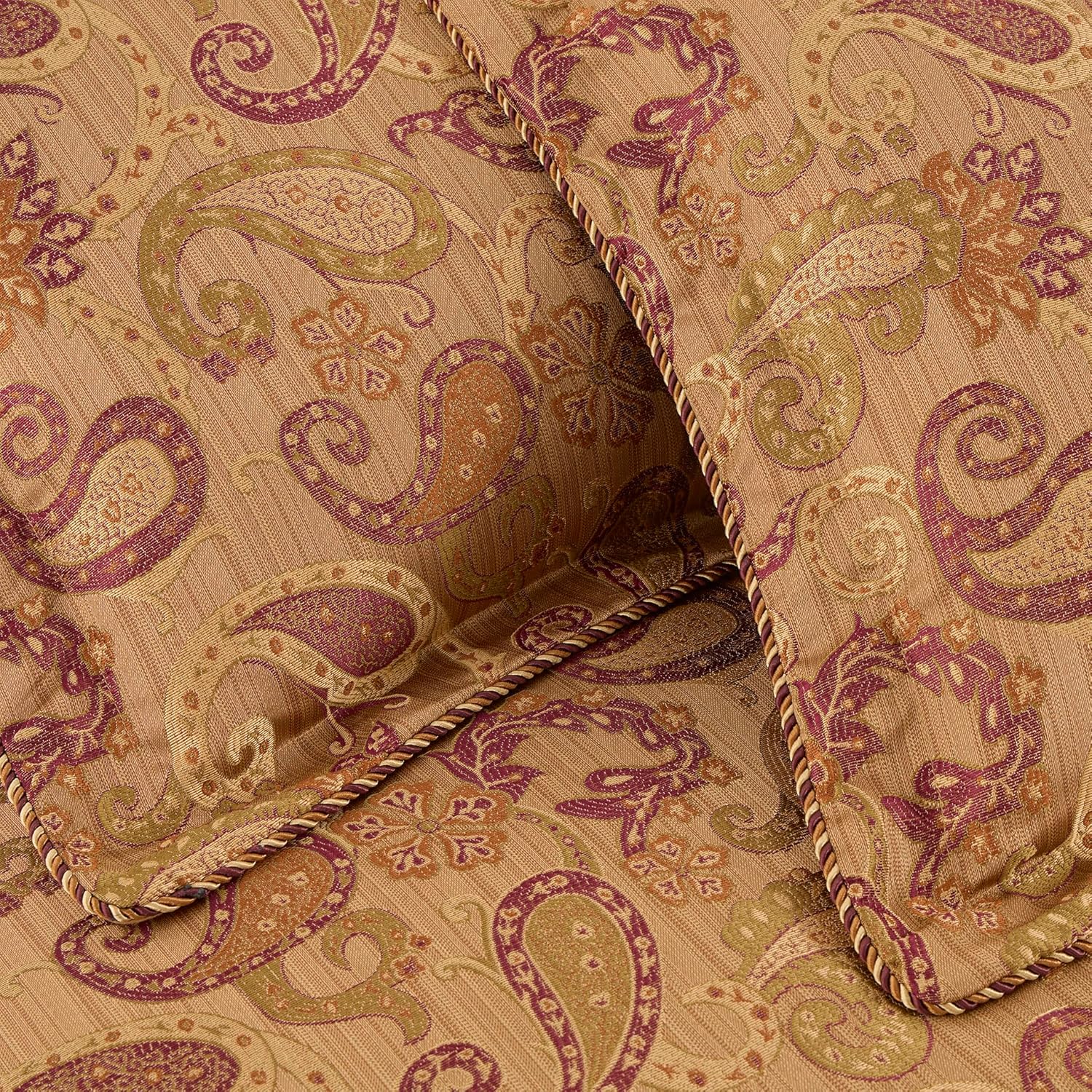 Chezmoi Collection Adelle 7-Piece Paisley Jacquard Embroidered Comforter Bedding Set, Oversized King Size