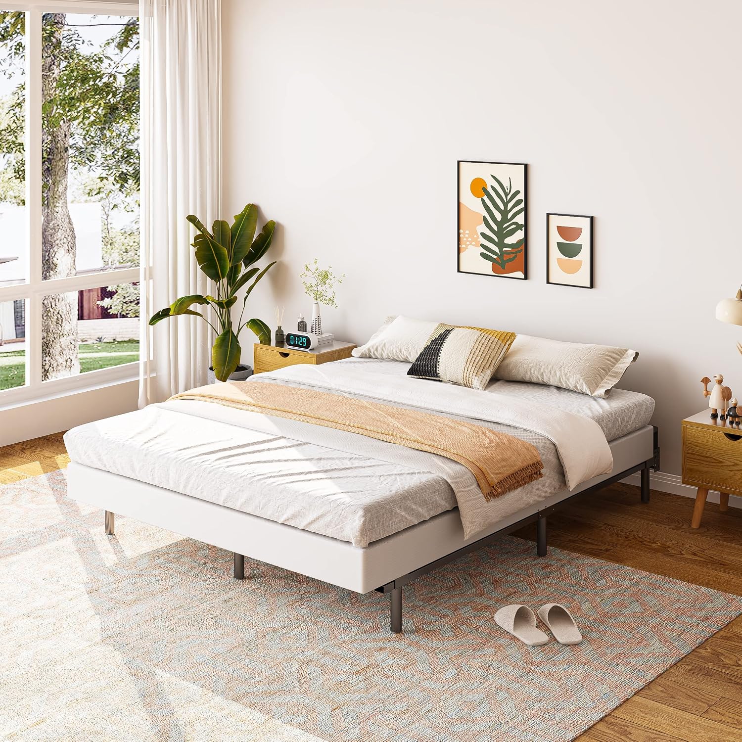 Cal King Box Spring Only, 5 Inch Low Profile Heavy Duty Metal Structure with Easy Clean Fabric Bed Cover, Non-Slip, Noise Free, Easy Assembly (California King)