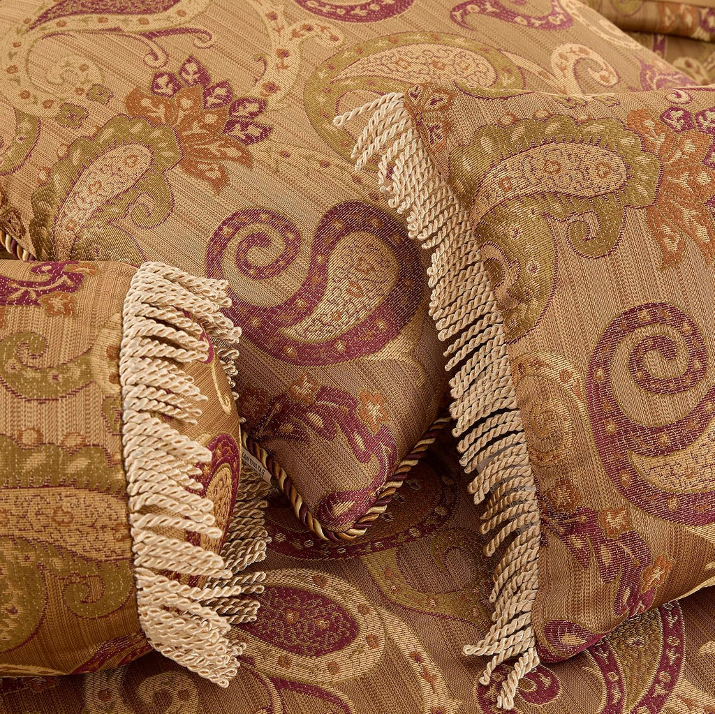 Chezmoi Collection Adelle 7-Piece Paisley Jacquard Embroidered Comforter Bedding Set, Oversized King Size