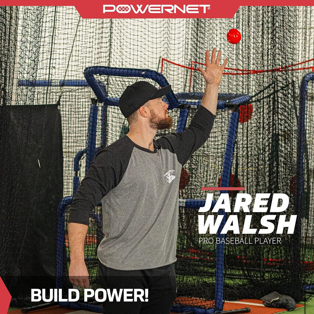 PowerNet Baseball Softball Practice Net 7x7 with Baseball Accessories for Practice Pitching, Batting & Fielding, Ball Caddy, Weighted Baseballs, Tee