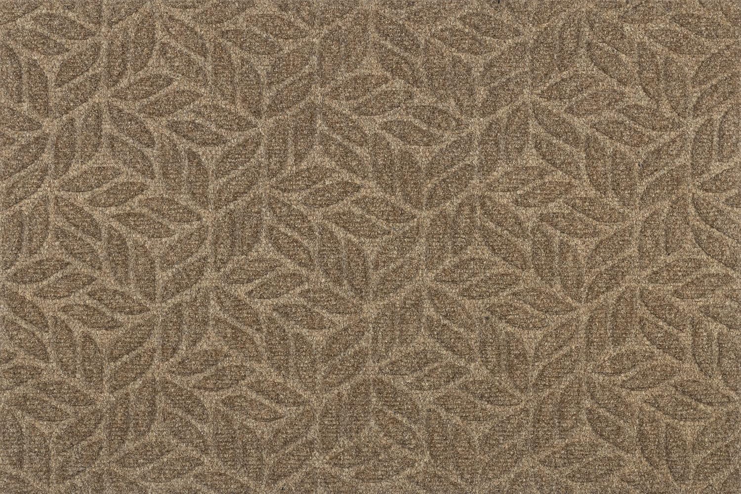 Wash + Dry Dune Leaves Outdoor Rug with Rubber Backing, Heavy-Duty Outdoor Door Mat, Washable Mat for Front Door, Patio, Garage, Mudroom, Balcony, Absorbs Dirt and Moisture, Taupe, 24' x 36'