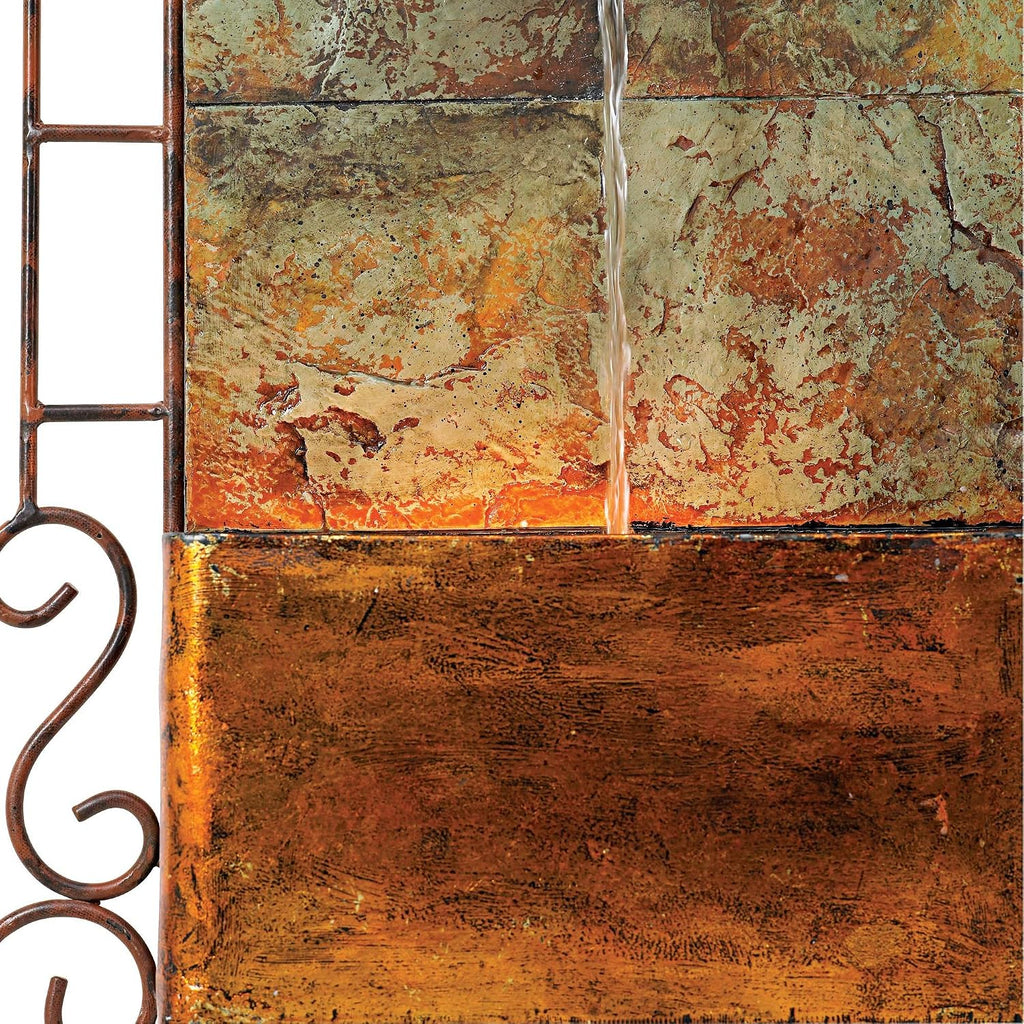 Ibizi 33' High Large Rustic Traditional Indoor Outdoor Decor Faux Stone Wall Fountain with Light LED Waterfall Iron Scroll Water Feature for Outside Garden Patio Yard Backyard Porch - John Timberland