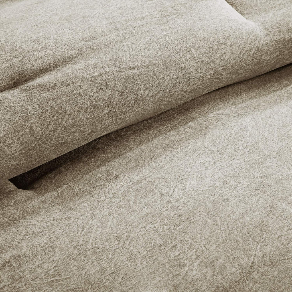 Madison Park Boone Cozy Comforter Set, Faux Suede, Deluxe Hotel Styling All Season Down Alternative Bedding Matching Shams, Decorative Pillow, King (104 in x 92 in), Rustic Tan 7 Piece