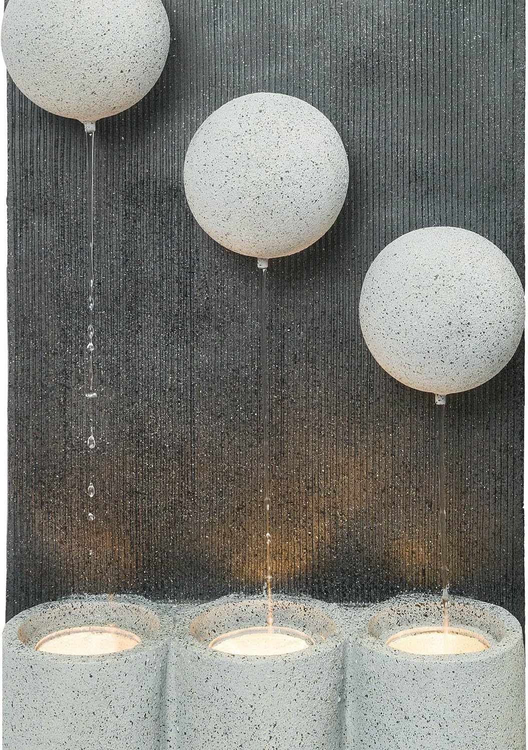 Alpine Corporation 37' Tall Outdoor Floor Calming Infinity Fountain with LED Lights, 3-Tier Modern Water Fountain, Gray